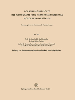 cover image of Beitrag zur thermoelastischen Formbarkeit von Polyäthylen